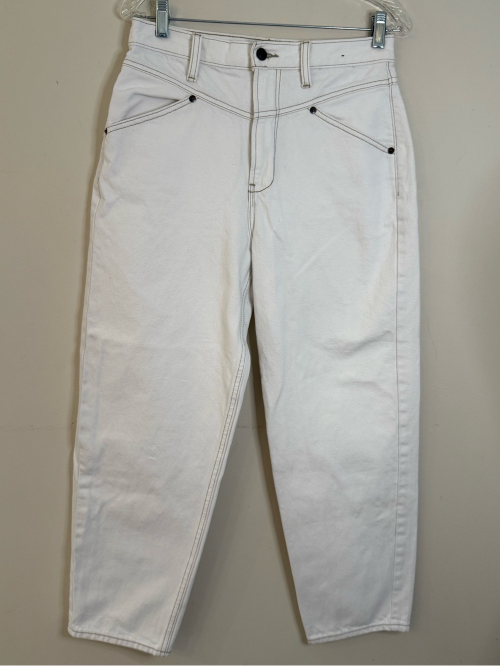 Abercrombie & Fitch retro 80s crop white denim jeans 29/8R FLAW:spot